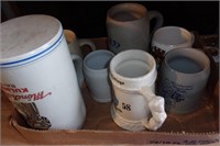 Lot of Glazed and clay Beer steins