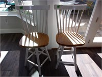 Pair of Wooden barstools-swivels