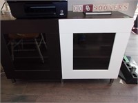 Black and white double door cabinet