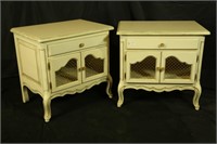 PAIR OF FRENCH STYLE IVORY TONE BEDSIDE CABINETS
