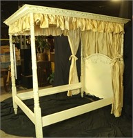FOUR POSTER CANOPY WITH WITH DRAPES & DUST RUFFLE