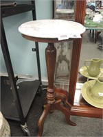 MARBLE TOP & MAHOGANY PLANT STAND OR TABLE
