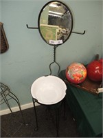 OLD ENAMEL AND WROUGHT IRON WASHSTAND