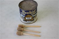Vintage 4lb Beekist Honey Tin with Honey Dippers