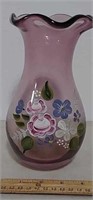 Purple hand painted vase