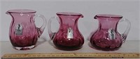 3 Pilgrim cranberry glass pitchers
