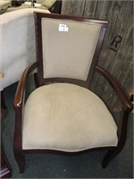 LIKE NEW WOOD AND FABRIC OCCASIONAL CHAIR