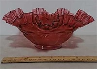 Cranberry colored Fenton candy dish