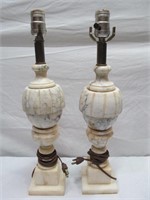 Pair of marble lamps, damage to cord