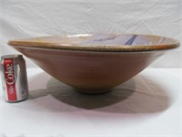 LARGE clay bowl w. glazed inside