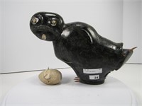 R.A. KUSSY OWL W/EGG SOAPSTONE CARVING