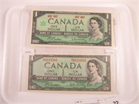 1954 & '67 CANADA $1 BANK NOTES