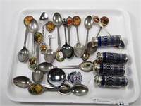 TRAY: COLLECTOR SPOONS & COBALT 2.5" SHAKERS