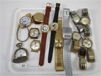 TRAY: ASSORTED WRIST & OTHER WATCHES