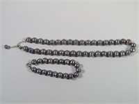 TRAY: STERLING CLASP PEARL NECKLACE & BRACELET