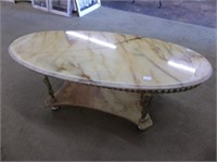 Beautiful Onyx and Figural Brass Coffee Table