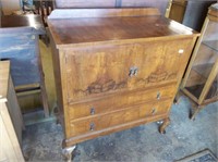 Large Burled Mahogany Victorian 2 Over 2 Chest