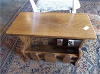 Oak Side Table with Magazine Rack