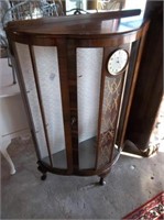 Mahogany Radial Front Curio Cabinet with Clock