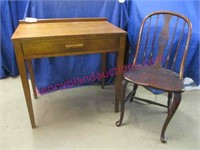 cute old 1-drawer desk & old queen anne chair
