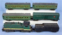 Lionel 234 Southern locomotive and Five Cars