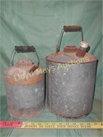 2pc Vintage Galvanized Fuel / Oil Cans