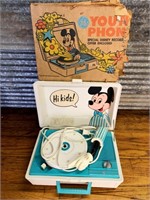 Vintage Mickey Mouse record player in the box