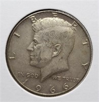 1966 KENNEDY SILVER HALF DOLLAR COIN