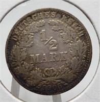 1906 1/2 SILVER MARK COIN