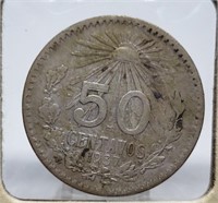 1937 SILVER 50 CENTAVOS COIN