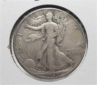 1945 WALKING LIBERTY SILVER HALF DOLLAR COIN