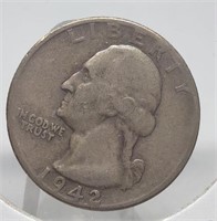 1942-D WASHINGTON SILVER QUARTER COIN