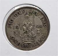 1944 SILVER ONE SHILLING COIN