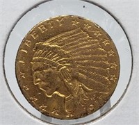 1911 $2 1/2  GOLD INDIAN COIN