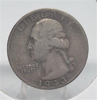 1943-S WASHINGTON SILVER QUARTER COIN