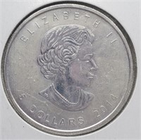 2014 $5 CANADA SILVER 1OZ BULLION COIN