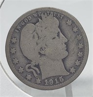 1915 BARBER SILVER QUARTER COIN