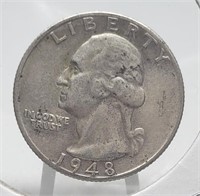 1948-S WASHINGTON SILVER QUARTER COIN