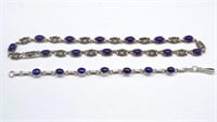 Lapis set silver necklace and bracelet