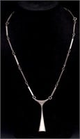 1960s Modernist silver pendant necklace