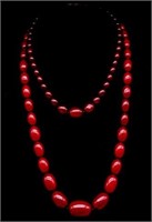 Two cherry amber beaded necklaces