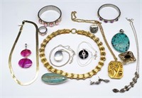A group of silver and costume jewellery