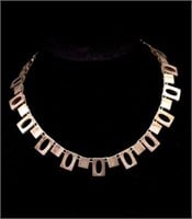 Retro modernist silver necklace