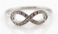 Diamond set, silver infinity ring