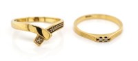 Two 9ct yellow gold diamond rings