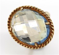Silver gilt and blue stone ring