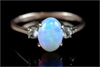 Opal and spinel set 9ct rose gold ring