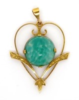 Antique 9ct yellow gold and simulant pendant