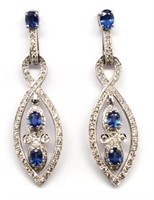 Diamond and sapphire set 18ct white gold earrings