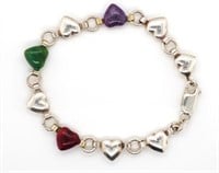 Sterling silver and enamel heart bracelet